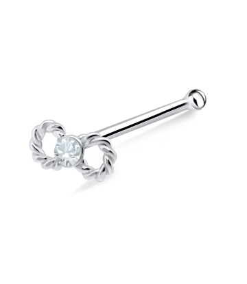 Stony Infinity Shaped Silver Bone Nose Stud NSKD-676